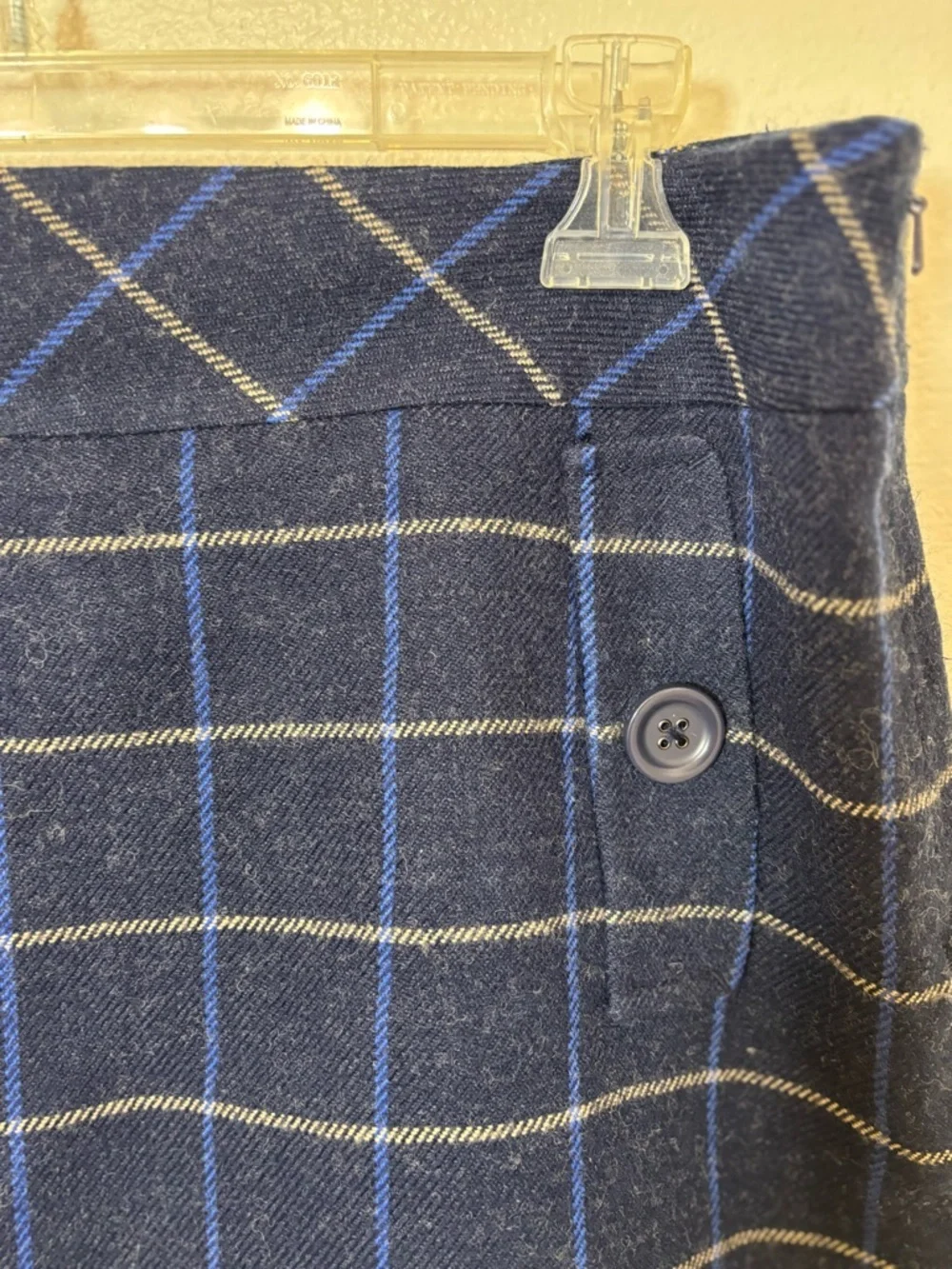 LOFT Navy Plaid tailored chic vintage Mini Skirt size 10 - Picture 4 of 6